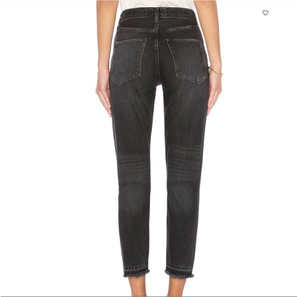 AGOLDE Jamie Straight High-rise Raw Hem Jeans In Void Washed Black - Picture 2 of 9